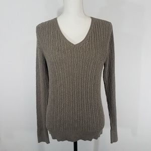 Sonoma Womens Sz M Brown Knit V Neck Sweater